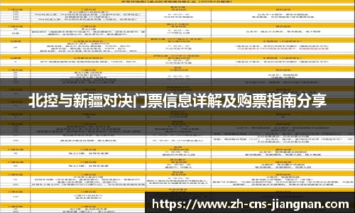 北控与新疆对决门票信息详解及购票指南分享